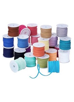 Generic Pandahall 25Rolls 3x1.5mm Mixed Color Faux Suede Cord Lace Leather Strap String Thread Bracelet Craft Jewelry Making 5m/roll  - Image 1