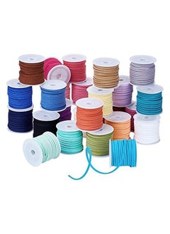 Generic Pandahall 25Rolls 3x1.5mm Mixed Color Faux Suede Cord Lace Leather Strap String Thread Bracelet Craft Jewelry Making 5m/roll  - Image 2