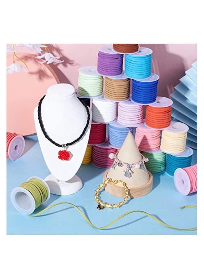 Pandahall 25Rolls 3x1.5mm Mixed Color Faux Suede Cord Lace Leather Strap String Thread Bracelet Craft Jewelry Making 5m/roll - Image 4