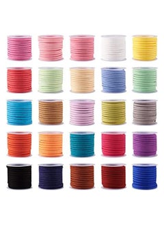 Generic Pandahall 25Rolls 3x1.5mm Mixed Color Faux Suede Cord Lace Leather Strap String Thread Bracelet Craft Jewelry Making 5m/roll  - Image 3