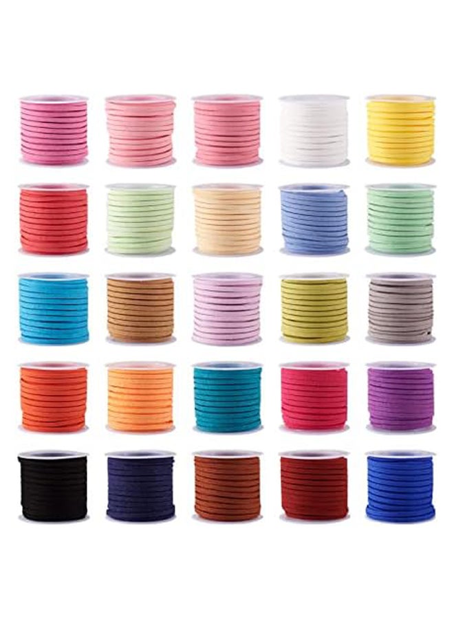 Pandahall 25Rolls 3x1.5mm Mixed Color Faux Suede Cord Lace Leather Strap String Thread Bracelet Craft Jewelry Making 5m/roll - Image 3