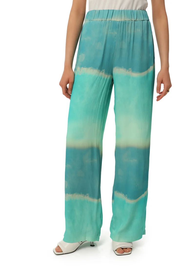 Mitica Luna Women's Viscose Loose-fit pants with elastic waistband Pull On Closure Blue