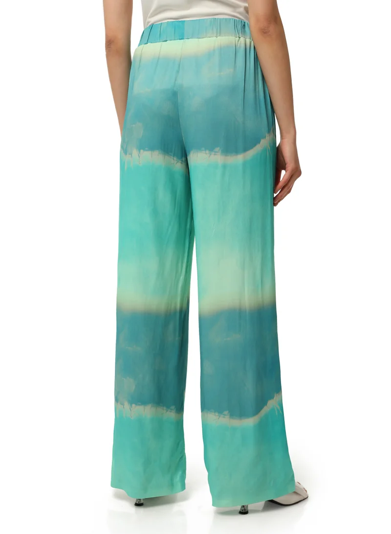 Mitica Luna Women's Viscose Loose-fit pants with elastic waistband Pull On Closure Blue