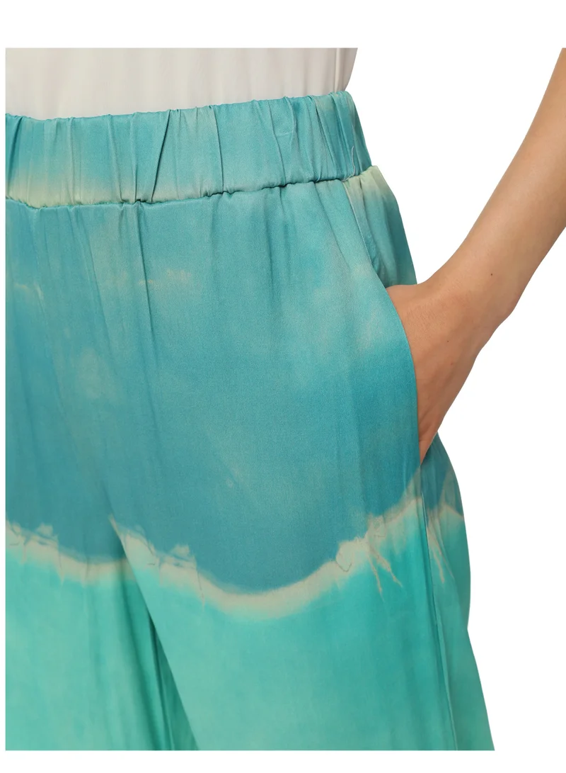 Mitica Luna Women's Viscose Loose-fit pants with elastic waistband Pull On Closure Blue