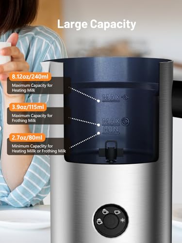Keenstar Electric Milk Frother, Automatic 4-in-1 Milk Steamer Warm or Cold Foam Maker for Latte, Cappuccino, Stainless Steel Milk Warmer with Temperature Controls - Image 4