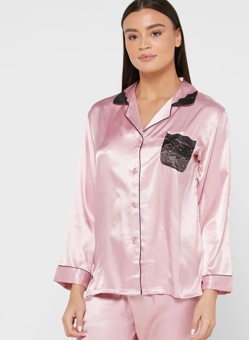 Pink Oysho Satin Pyjamas River Island Satin Pyjama Trouser In Pink
