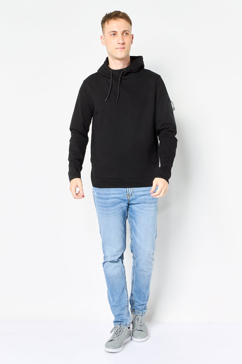 Celio Men Long Sleeve Solid Hoodie, Black - Image 2