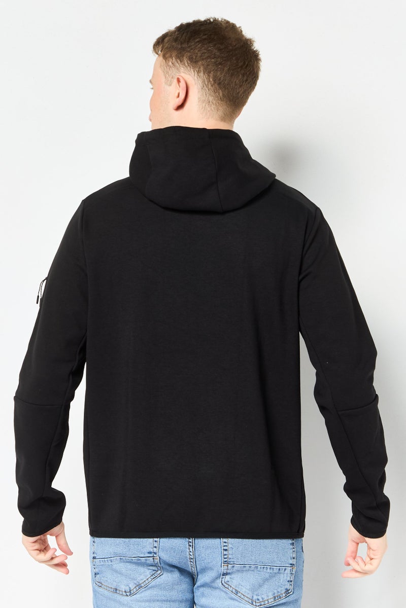 Celio Men Long Sleeve Solid Hoodie, Black - Image 4