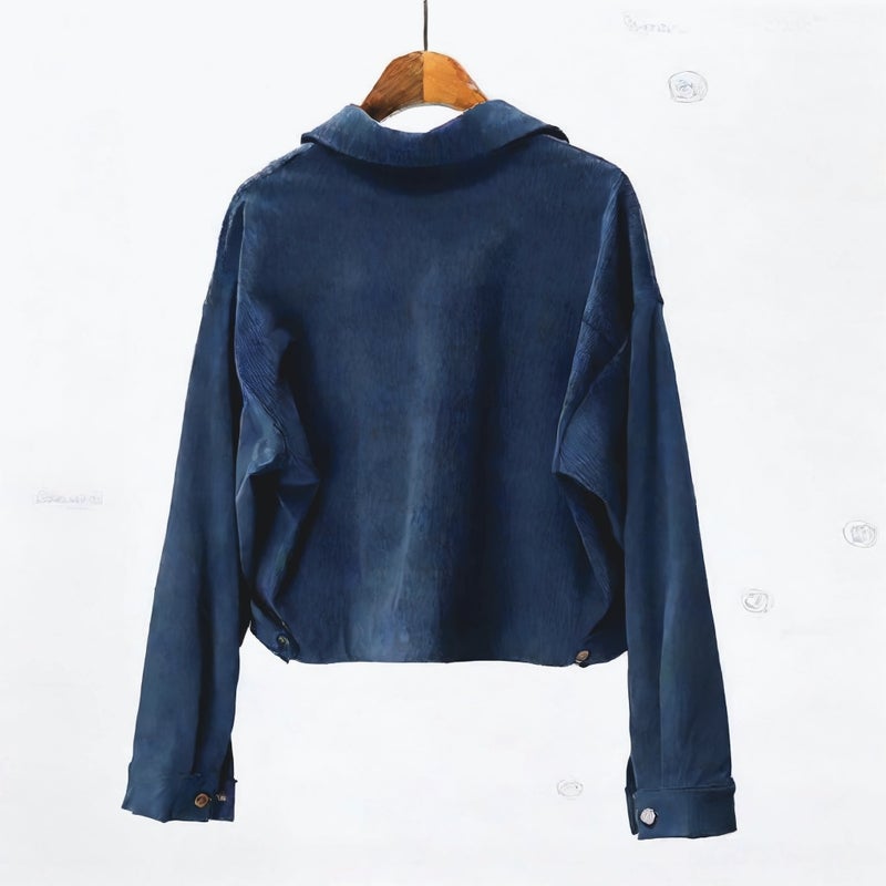 Women Corduroy Long Sleeve Casual Lapel Short Jacket Single Breasted Outerwear - Image 3