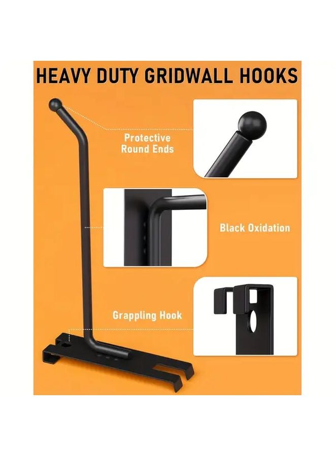 6 قطع خطافات حائط سوداء بشبكة معدنية متينة لتعليق وعرض الأدوات في المرآب - Image 5