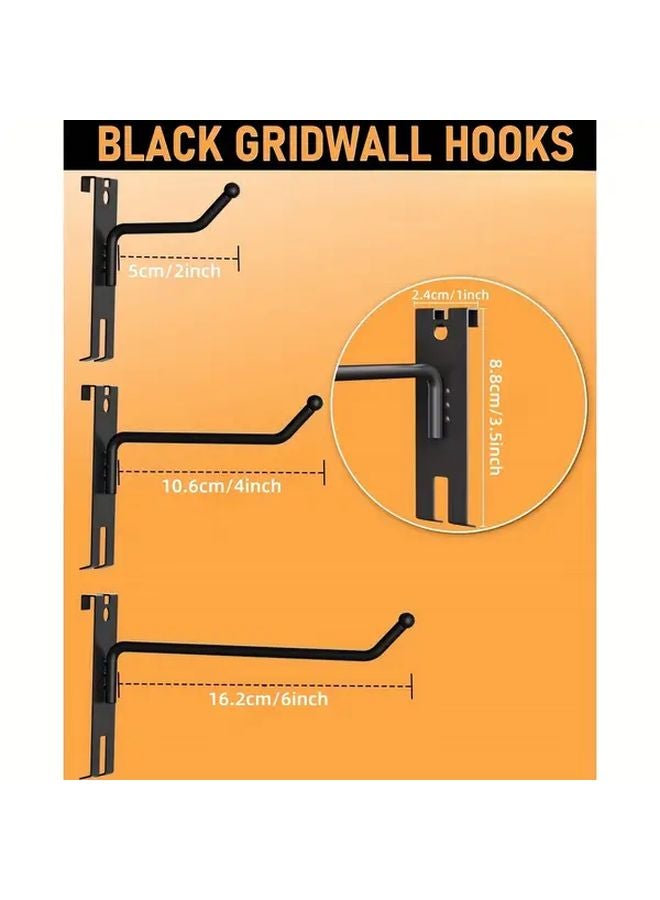 6 قطع خطافات حائط سوداء بشبكة معدنية متينة لتعليق وعرض الأدوات في المرآب - Image 4
