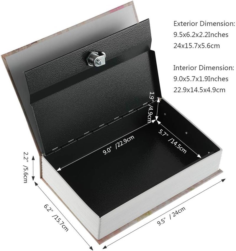 KYODOLED Book Safe with Key Lock,Dictionary Diversion Secret Safe Box,Money Hidden Lock Box,9.5" x 6.1" x 2 .2" Paris Large - Image 3