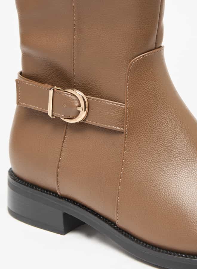 Flora Bella By Shoexpress Women Solid High Shaft Boots with Zip Closure - Image 5