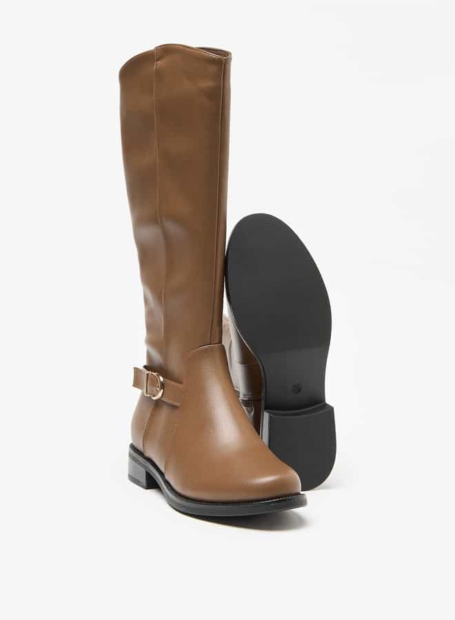 Flora Bella By Shoexpress Women Solid High Shaft Boots with Zip Closure - Image 4