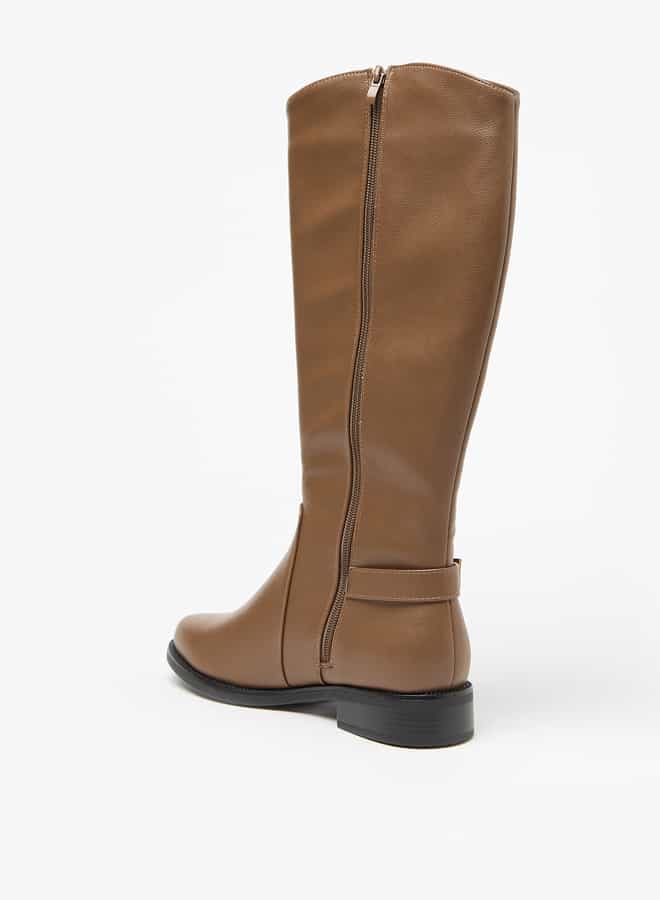 Flora Bella By Shoexpress Women Solid High Shaft Boots with Zip Closure - Image 2