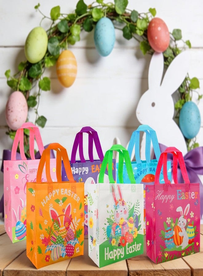 eowqeiur 6 Pack Easter Gift Bags with Handles(4.3x8.6x9.4 Inch) Non-woven Fabric Goodie Snack Candy Treat Tote Wrap Bags Reusable Bulk Spring Easter Basket Stuffers Party Decorations Favors Supplies Baggies - Image 4