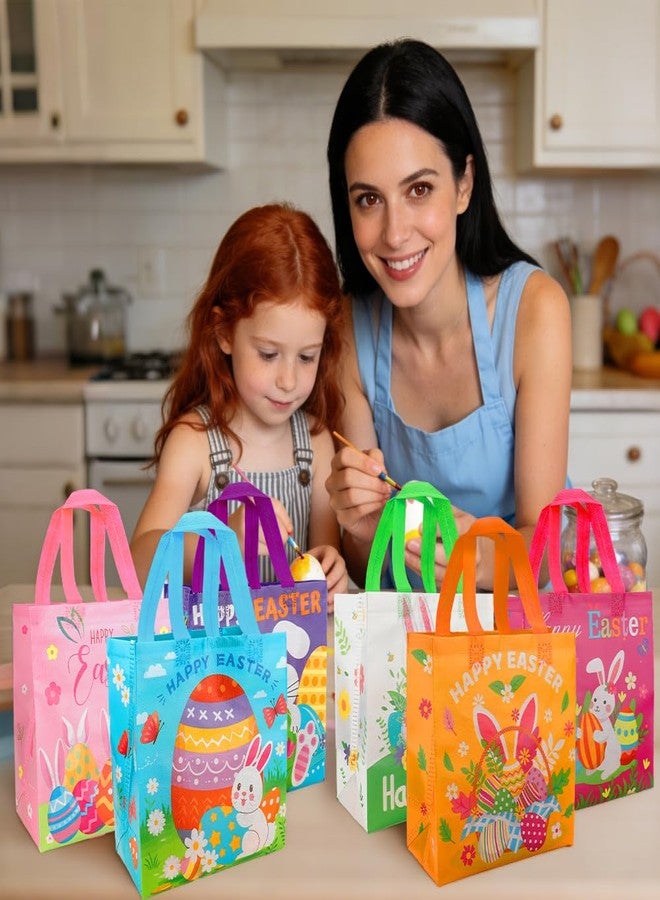 eowqeiur 6 Pack Easter Gift Bags with Handles(4.3x8.6x9.4 Inch) Non-woven Fabric Goodie Snack Candy Treat Tote Wrap Bags Reusable Bulk Spring Easter Basket Stuffers Party Decorations Favors Supplies Baggies - Image 3
