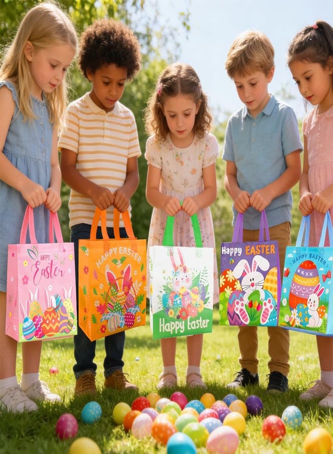 eowqeiur 6 Pack Easter Gift Bags with Handles(4.3x8.6x9.4 Inch) Non-woven Fabric Goodie Snack Candy Treat Tote Wrap Bags Reusable Bulk Spring Easter Basket Stuffers Party Decorations Favors Supplies Baggies - Image 5