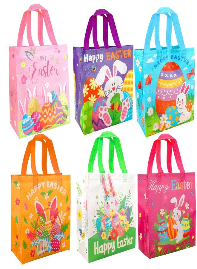 eowqeiur 6 Pack Easter Gift Bags with Handles(4.3x8.6x9.4 Inch) Non-woven Fabric Goodie Snack Candy Treat Tote Wrap Bags Reusable Bulk Spring Easter Basket Stuffers Party Decorations Favors Supplies Baggies - Image 1