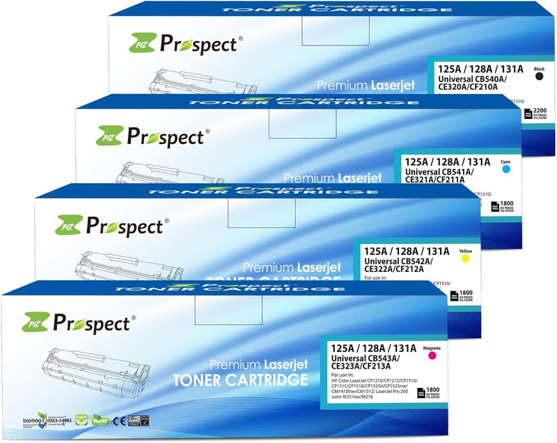 Prospect Toner 131A Cf210A Cf211A Cf212A Cf213A 128A Ce320A Ce321A Ce322A Ce323A 125A Cb540A Cb541 Cb542A Cb543A Compaitble With 131A 128A 125A Hp Models Full Set (4-Pack) Black Cyan Yellow Magenta - Image 2