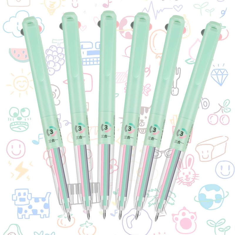 Woomer 3-in-1 Multicolor Gel Pens, Retractable Ballpoint Pen, 0.5mm Gel Pens Fine Point Smooth Writing Pens 6 PCS, Cute Nurse Pens Retractable Pens for Journaling Home, Office, Note-taking, Teacher - Image 1