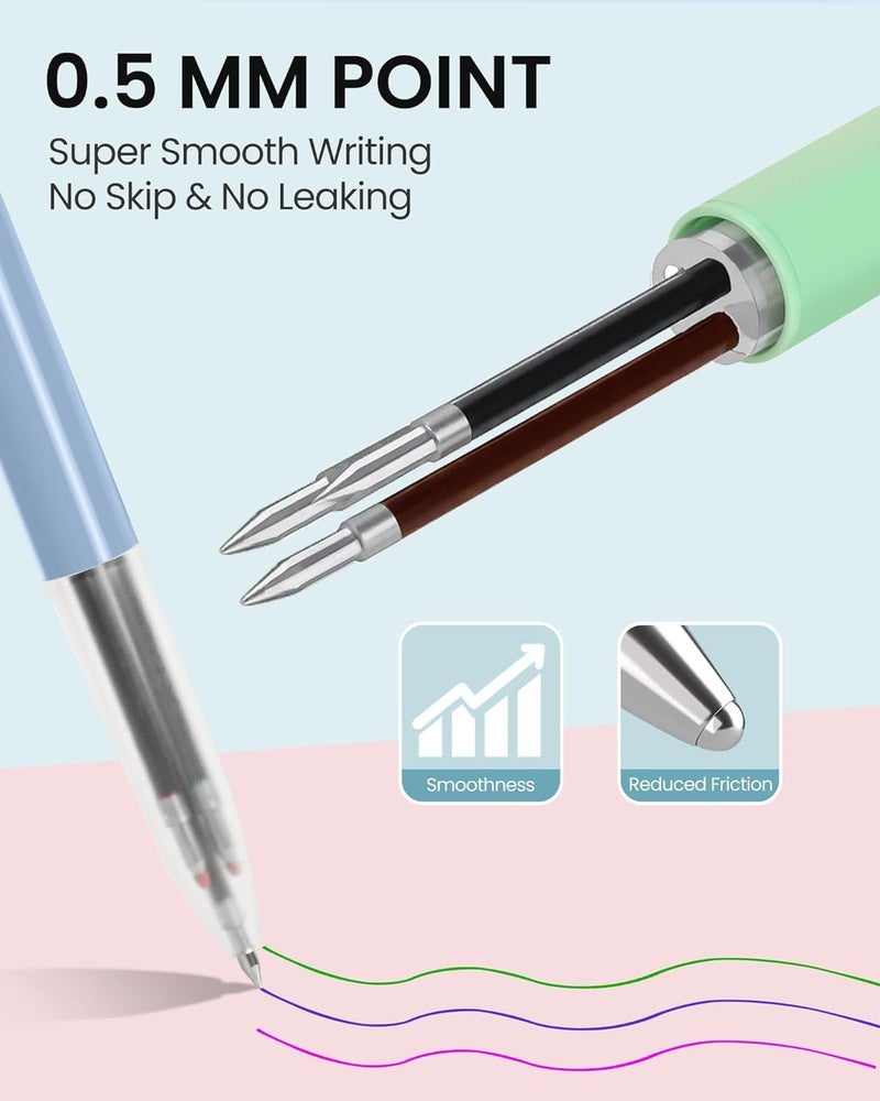 Woomer 3-in-1 Multicolor Gel Pens, Retractable Ballpoint Pen, 0.5mm Gel Pens Fine Point Smooth Writing Pens 6 PCS, Cute Nurse Pens Retractable Pens for Journaling Home, Office, Note-taking, Teacher - Image 5