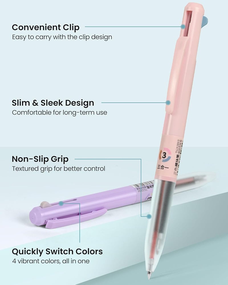 Woomer 3-in-1 Multicolor Gel Pens, Retractable Ballpoint Pen, 0.5mm Gel Pens Fine Point Smooth Writing Pens 6 PCS, Cute Nurse Pens Retractable Pens for Journaling Home, Office, Note-taking, Teacher - Image 3