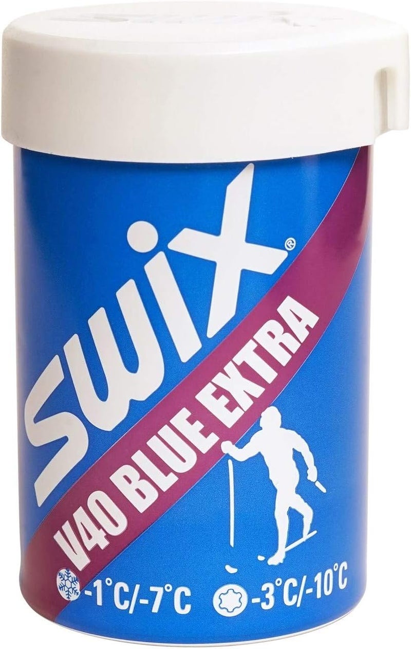 Swix V40 Blue Extra Ski/Snowboard Hardwax for Cold Conditions -1°C to -7°C, 43g - Image 1