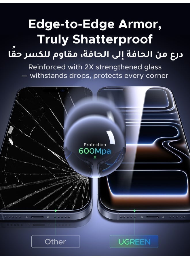 Ugreen 2-Pack iPhone 18/17 Pro Screen Protector With Auto Alignment Kit Ultra HD Clear， Scratch Resistant, Military-Grade Protection, Easy Installation, Anti-Fingerprint, Bubble Free Glass Film - Clear - Image 5