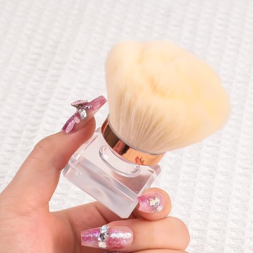 ANGNYA Dust Brush for Acrylic Nails White Rose Soft Nail Art Powder Remover and Makeup Brush Manicure Clean Up Tool - Image 1