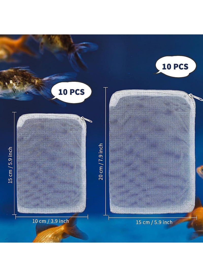 Generic 20 Pieces Aquarium Filter Media Bags Fish Tank Filter Bag White Net Bag Fine Mesh Filter Bag with Zipper for Activated Carbon Biospheres Ceramic Rings Fresh or Saltwater Tanks  - Image 2
