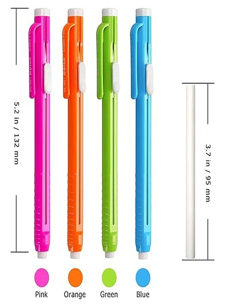 قلم ممحاة ميكانيكي قابل للسحب، محايات على شكل قلم، الوان متنوعة، عبوة من 4 قطع - Image 2