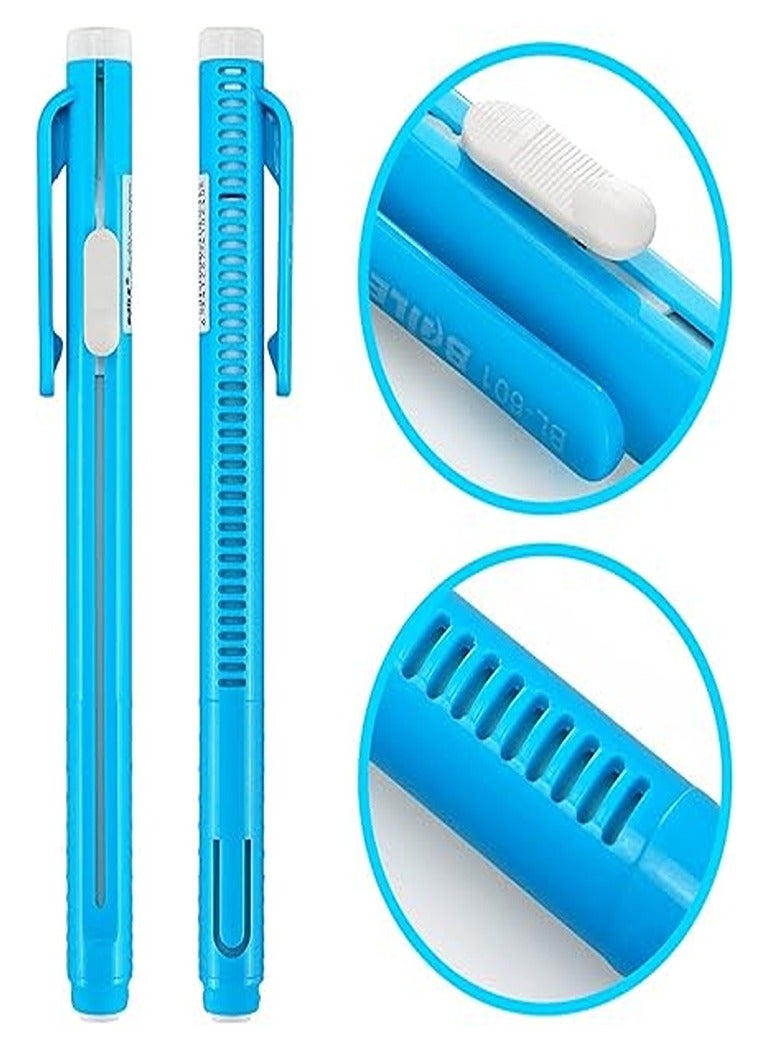 قلم ممحاة ميكانيكي قابل للسحب، محايات على شكل قلم، الوان متنوعة، عبوة من 4 قطع - Image 3