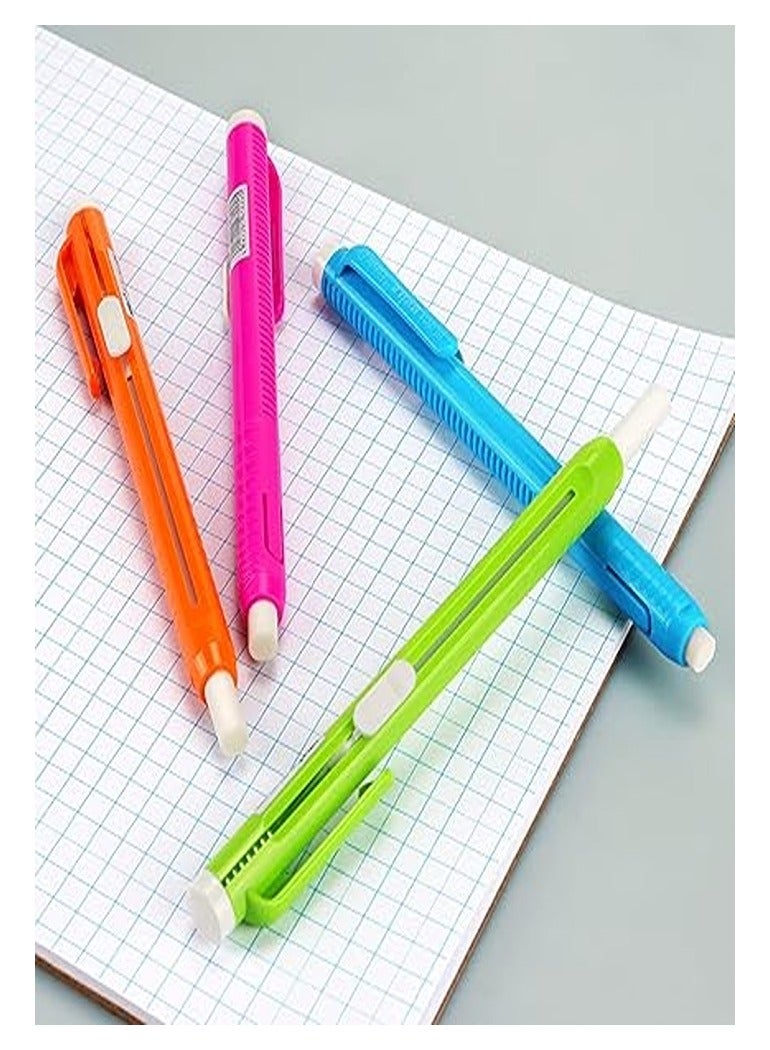 قلم ممحاة ميكانيكي قابل للسحب، محايات على شكل قلم، الوان متنوعة، عبوة من 4 قطع - Image 4