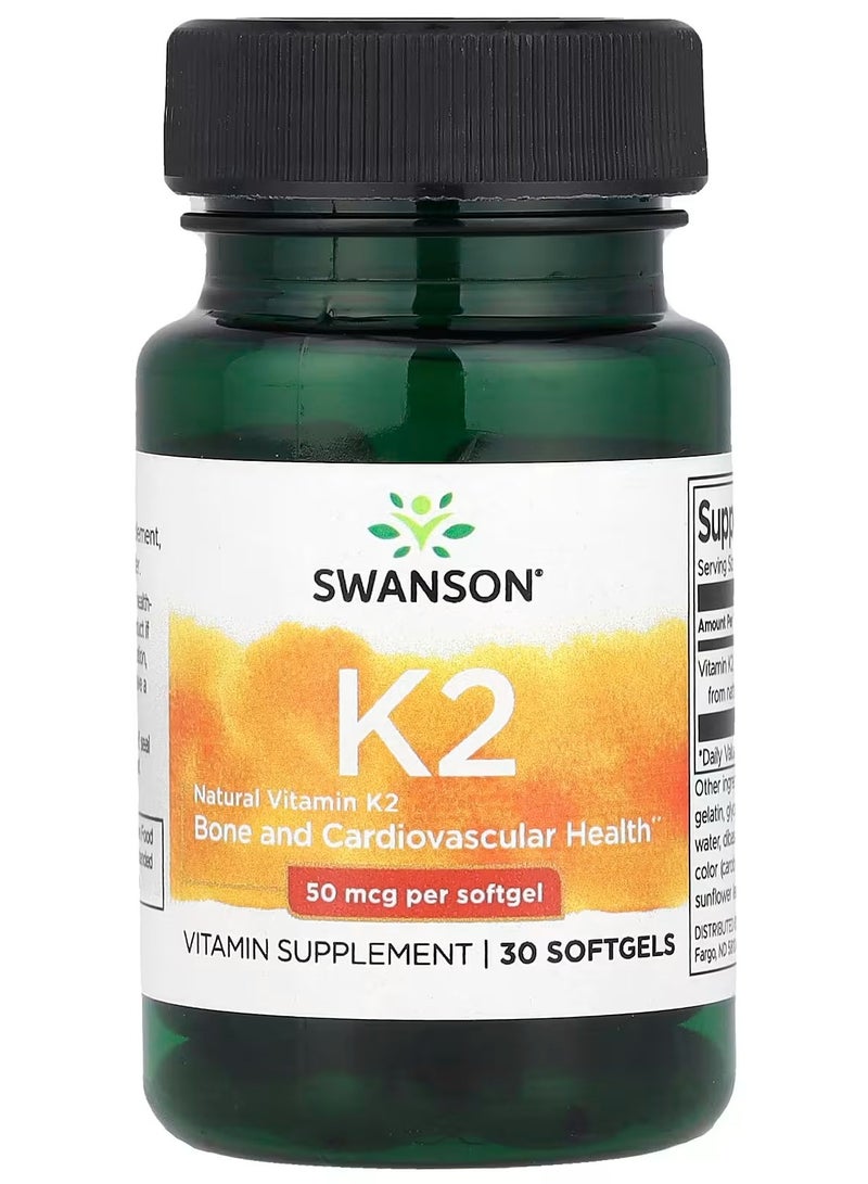 Swanson, Natural Vitamin K2, 50 mcg, 30 Softgels
