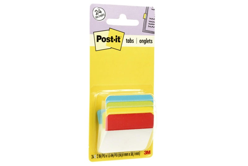 Post It Post-it Tabs, 2 in Angled Solid, Assorted Primary Colors, 6 Tabs/Color, 4 Colors, 24 Tabs/Pack (686A-ALYR) - Image 2