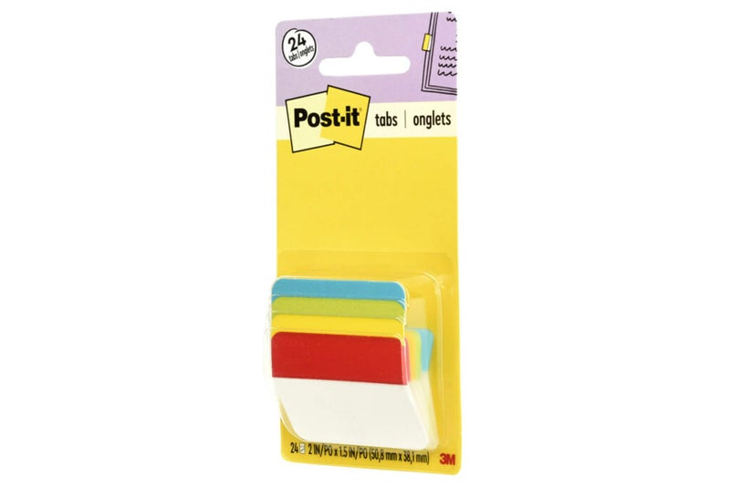 Post It Post-it Tabs, 2 in Angled Solid, Assorted Primary Colors, 6 Tabs/Color, 4 Colors, 24 Tabs/Pack (686A-ALYR) - Image 3