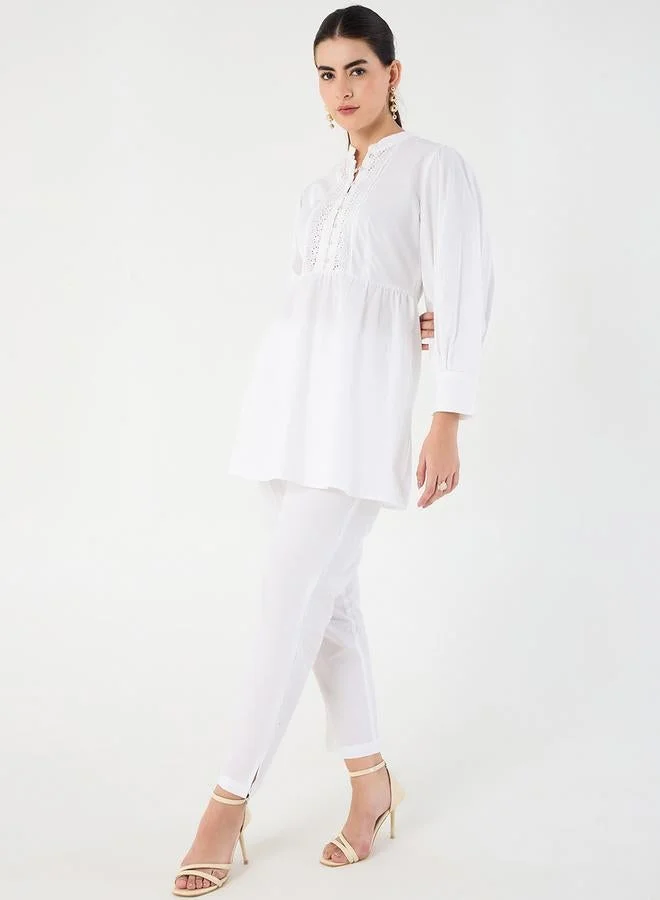 Femmella  Cotton Poplin Lace Detail Top for Women | Best Price UAE