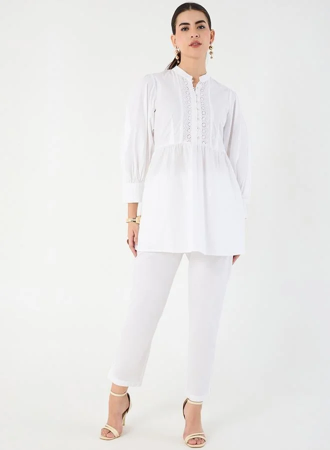 Femmella  Cotton Poplin Lace Detail Top for Women | Best Price UAE