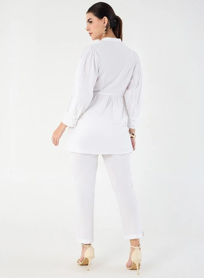 Femmella  Cotton Poplin Lace Detail Top for Women | Best Price UAE