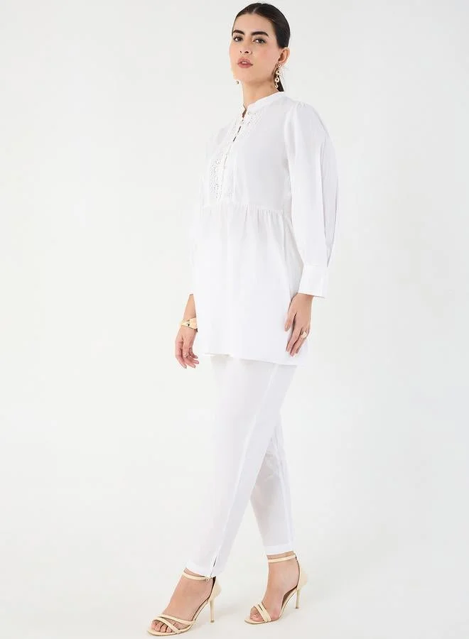 Femmella  Cotton Poplin Lace Detail Top for Women | Best Price UAE
