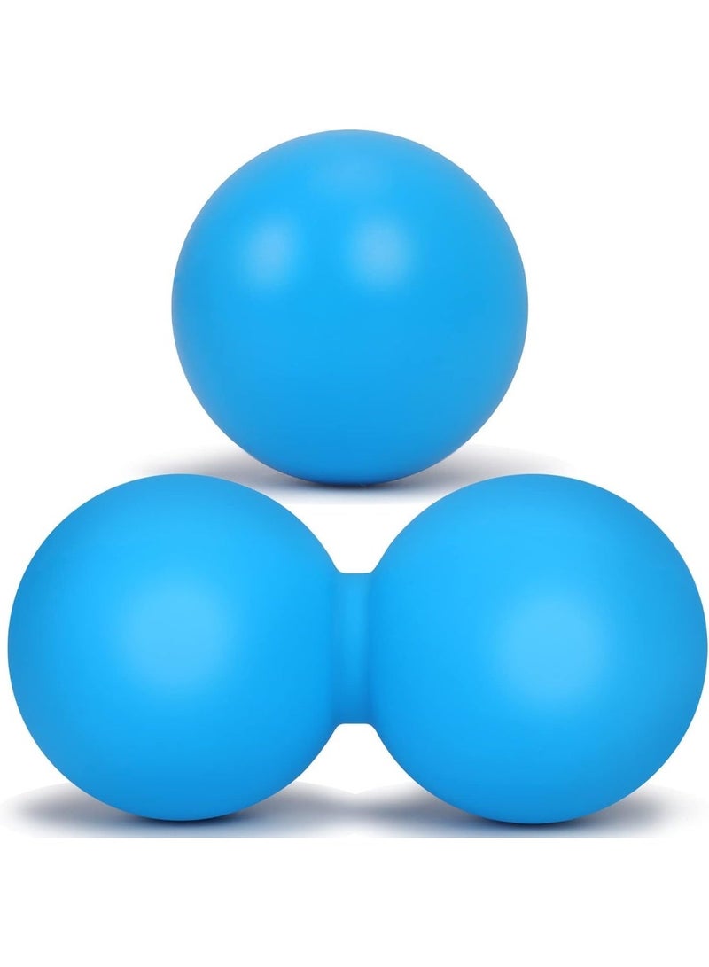 كرة تدليك السيليكون, 2 حزمة كرة تدليك لاكروس وكرة تدليك الأسطوانة الواحدة, أداة العلاج البدني للقدمين الرقبة الظهر العجل أكيلس الكتفين, تخفيف ألم العضلات تدليك الكرة, أزرق - Image 1