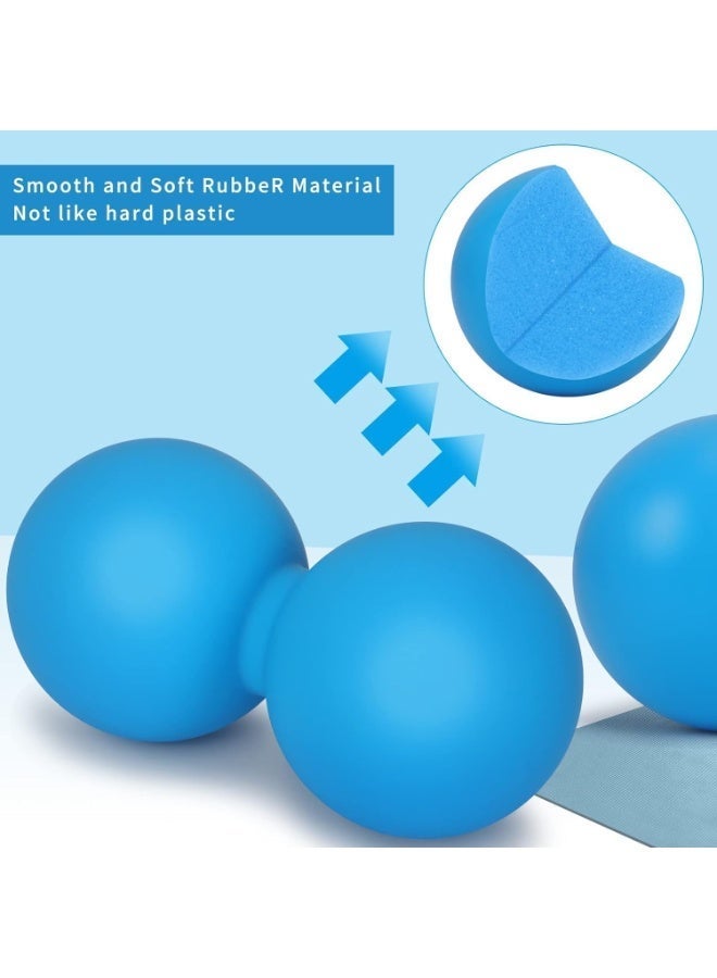 كرة تدليك السيليكون, 2 حزمة كرة تدليك لاكروس وكرة تدليك الأسطوانة الواحدة, أداة العلاج البدني للقدمين الرقبة الظهر العجل أكيلس الكتفين, تخفيف ألم العضلات تدليك الكرة, أزرق - Image 2