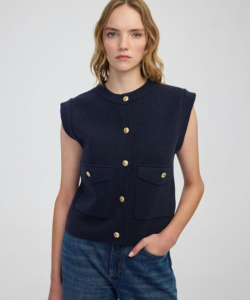 Ipekyol Gold-Button Knit Vest - Image 1