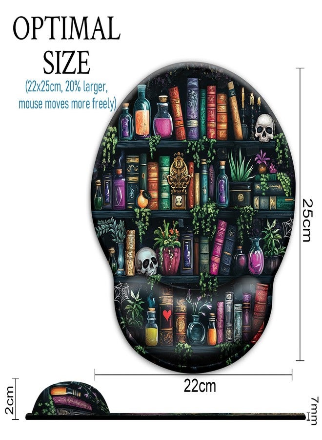 Blusabaca Mouse Pad with Wrist Rest, Goth Ergonomic Mouse Pads Wrist Support for Desk, Funny Skull Gothic Gaming Mousepad for Wireless Mouse Computer Work Home Desk Accessories Office Supplies Witchy Book - Image 4