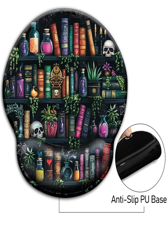 Blusabaca Mouse Pad with Wrist Rest, Goth Ergonomic Mouse Pads Wrist Support for Desk, Funny Skull Gothic Gaming Mousepad for Wireless Mouse Computer Work Home Desk Accessories Office Supplies Witchy Book - Image 5