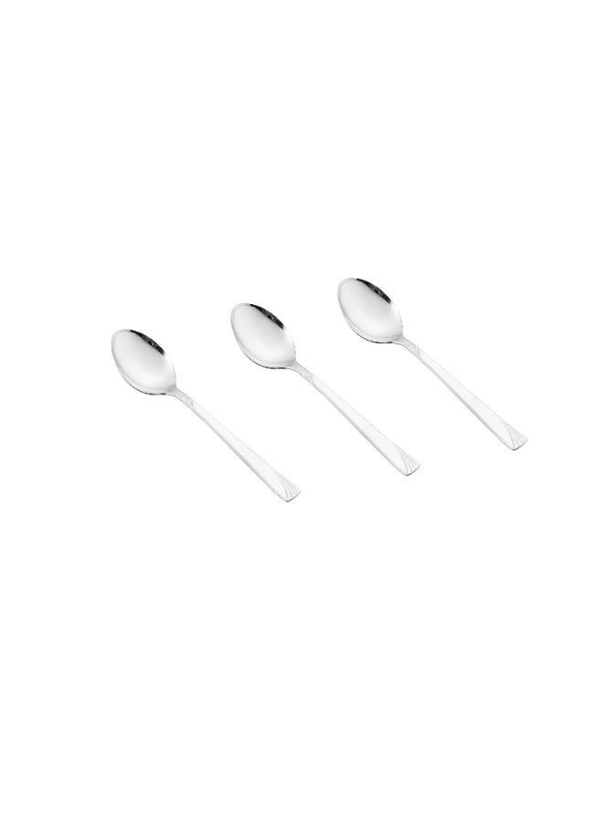 هيك طقم ملاعق حلى من الستانلس ستيل المقاوم للصدأ مكون من 12 قطعة فضي - Image 2