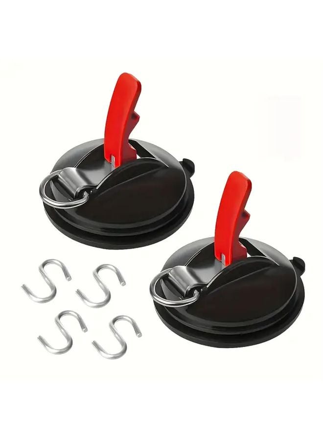2Pcs Black Suction Cup Hooks With Metal Clamp Heavy Duty For Car RV Boat Window - Image 2