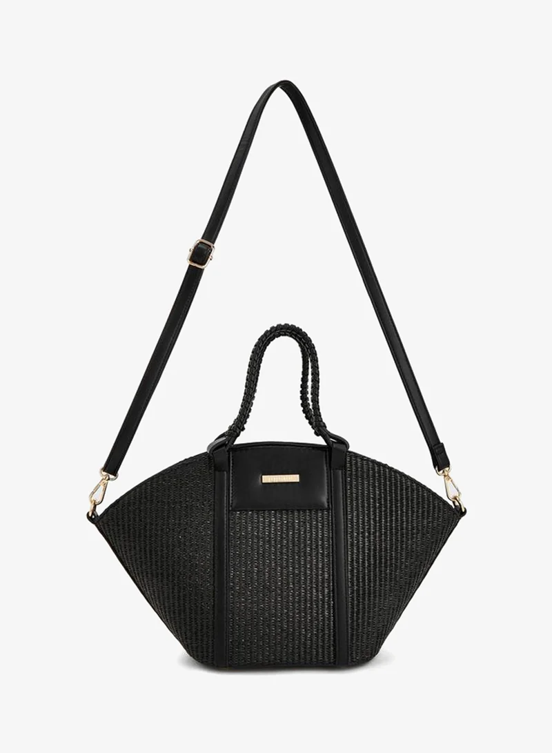 Peppermint Textured Tote Bag With Double Handle