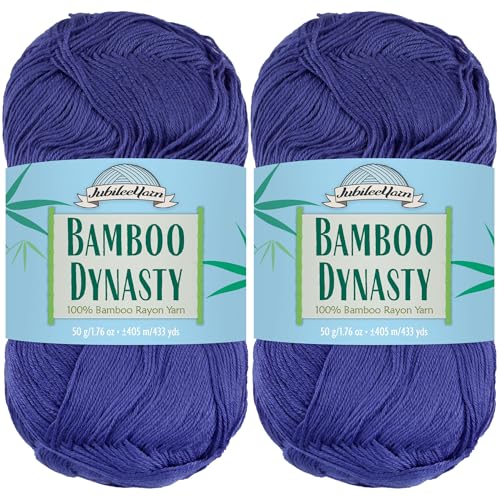 BambooMN JubileeYarn Bamboo Dynasty Yarn - 50g/Skein Fingering Weight Bamboo Rayon - 83 Royal Blue - 2 Skeins - Image 1